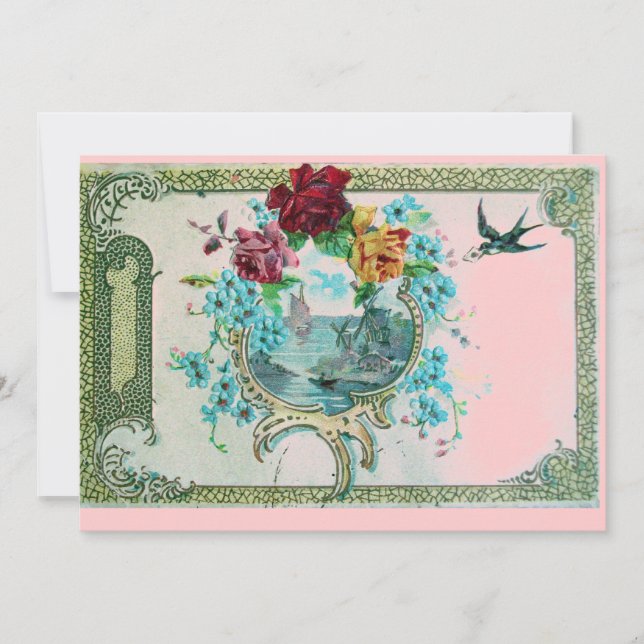 ROMANTICA 3 Festa de casamento Azul-Rosa Floral (Frente)