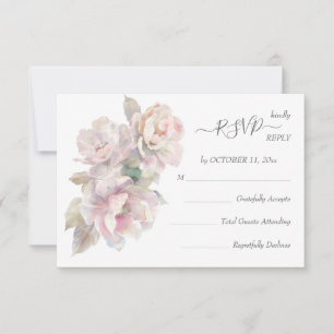 Romântica Blush Peony Floral Wedding RSVP 2