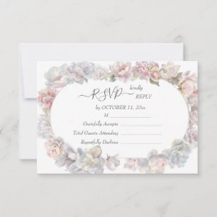 Romântica Blush Peony Floral Wedding RSVP 2