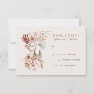 Romântica Bohemian Llama Casamento RSVP Resposta
