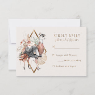 Romântica Bohemian Llama Casamento RSVP Resposta