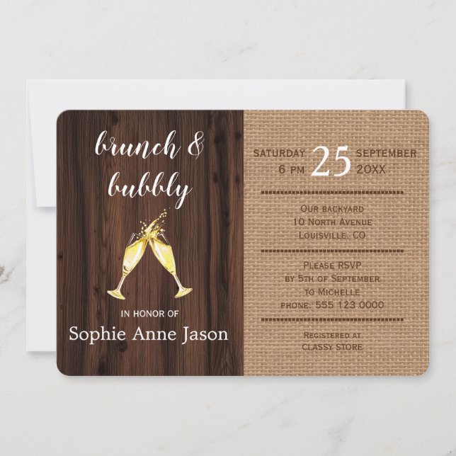 Romântica Burlap Floral Old Barn Brunch e Bubble (Frente)