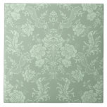 Romântica Chic Floral Damask-Sage Verde<br><div class="desc">Design de damasco floral,  inspirado no legante vintage,  com flores verdes chic monocromáticas,  de sábio claro-a-escuro,  rolhas folhosas e baloiços de delicadas fitas de legado. Este padrão é perfeito e pode ser dimensionado para cima ou para baixo.</div>