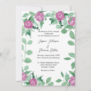 Romântica Eucalyptus Pink Roses Convite Para Casam