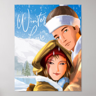 Romântica Feliz Feriados de inverno Papel Poster