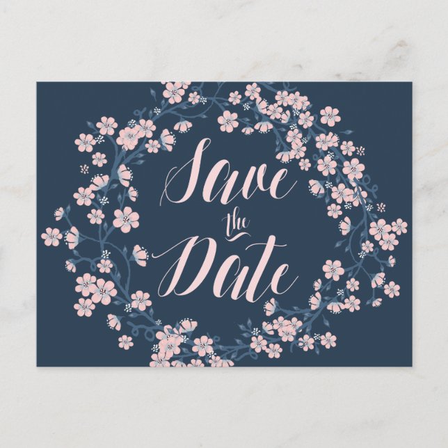 Romântica Floral Salva A Data Cartões Postais (Frente)