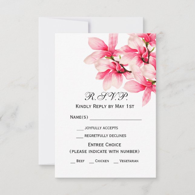 Romântica Magnolia Floral Casamento Romântica RSVP (Frente)