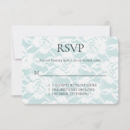 Romântica Mint White Roses Floral Weding RSVP