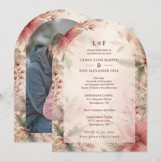 Romântico Convite de Casamento Floral de Inverno R