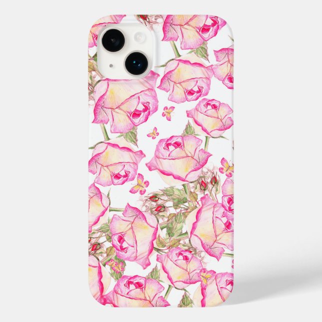 Romântico floral rosa branco amarelo de verão (Verso)