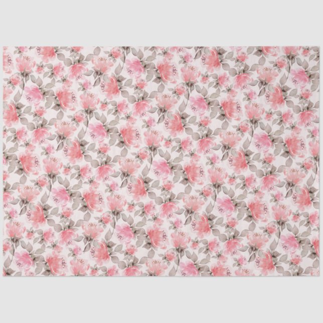 Romântico - papel de tecido de cor d'água do rosa  (Frente )