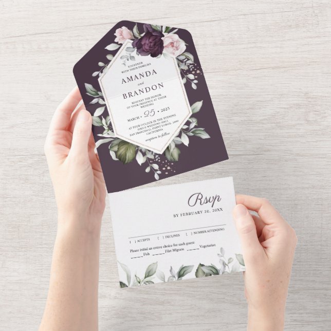 Romântico Roxo Floral | Greenery Wedding (Aba destacável)