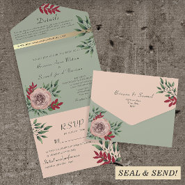 Romântico Verde-Salvia Bege Floral Casamento