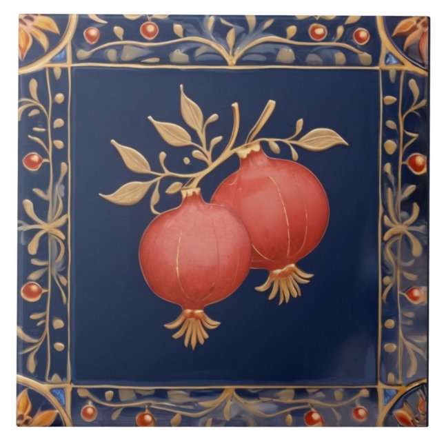 Romãs Rosa Vermelho Azul & Dourado (Frente)