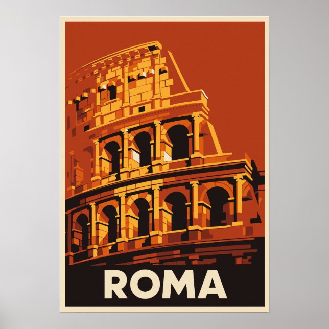 Rome Colosseum Poster Vintage Travel Italy  (Frente)