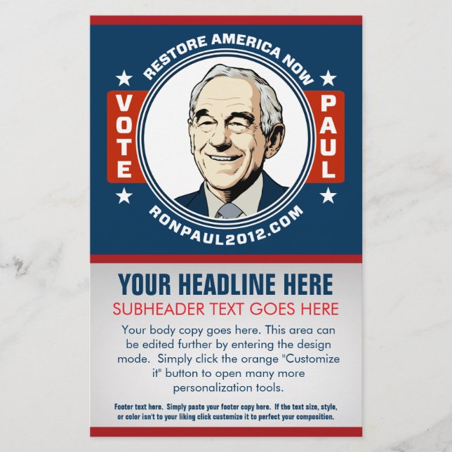 Ron Paul Customizable Flyer (Frente)