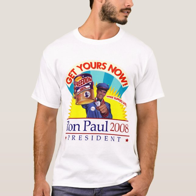 Ron Paul "obtem sua liberdade!" Camisa retro (Frente)