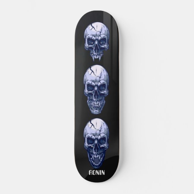 RONIN BRAND BLACK SKID ROW SKULLS Skateboard Deck (Frente)