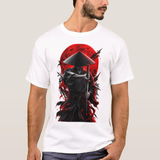 Ronin Silencioso — Camiseta Samurai Crimson Moon
