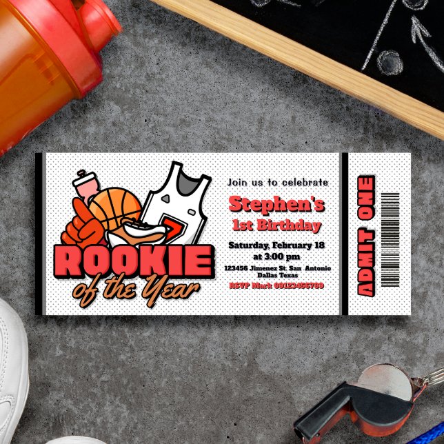 Rookie do Ano - Convite para Bilhetes de Basquete (Rookie of the Year - Basketball Ticket Invitation)