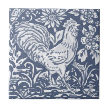 Rooster Azul Branco Delft Denim Cerâmica T