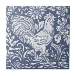 Rooster Azul Branco Delft Denim Cerâmica T
