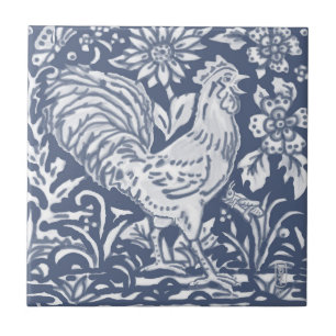 Rooster Azul Branco Delft Denim Cerâmica T
