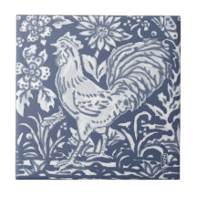 Rooster Azul Branco Delft Denim Faces L
