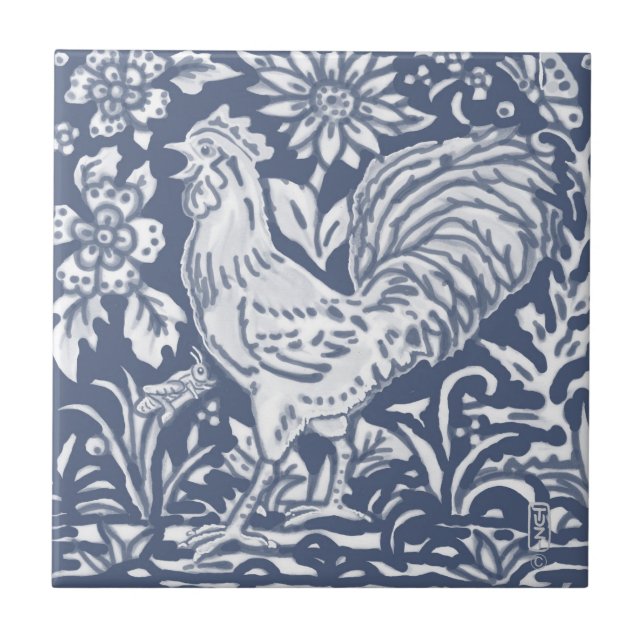 Rooster Azul Branco Delft Denim Faces L (Frente)