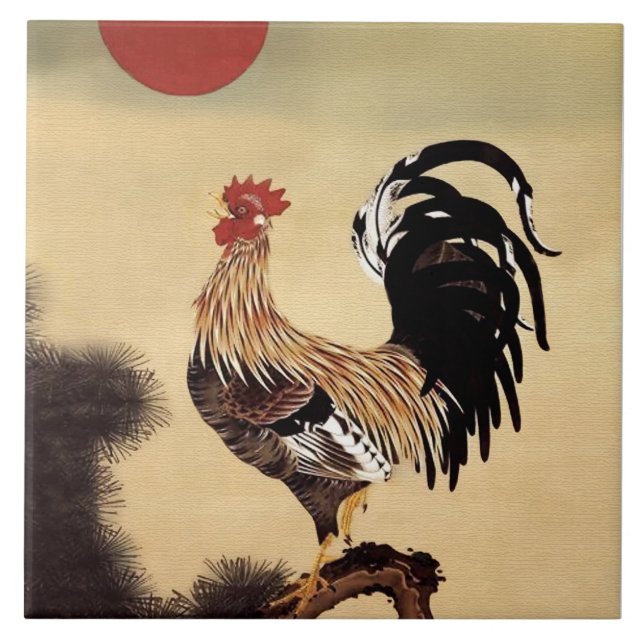 Rooster Crowing por Ito Jakuchu (Frente)