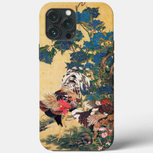 Rooster e Hen com Hydrangeas por Ito Jakuchu