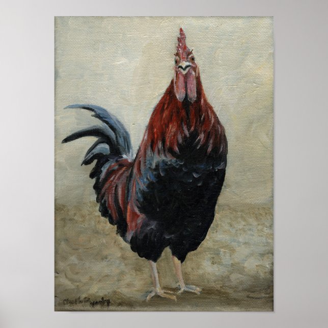 Rooster - Impressão de Arte de Pássaro (Frente)