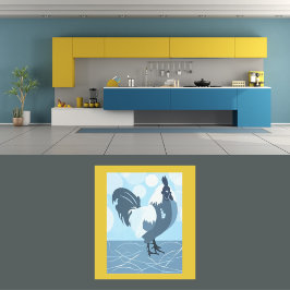 Rooster Light Blue Kitchen Wall Art - Poster