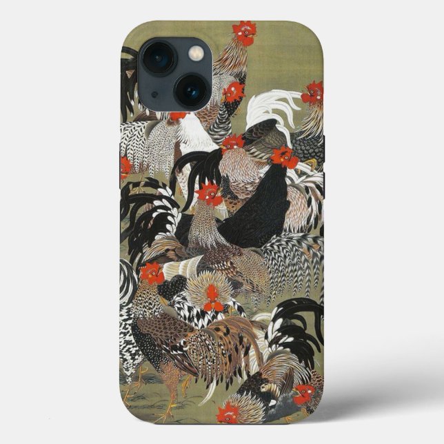 Roosters Hen Ilustração de Ito Jakuchu (Verso)