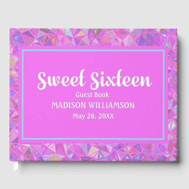 Rosa 16 Birthday Personalizado Livro Geométrico (Frente)