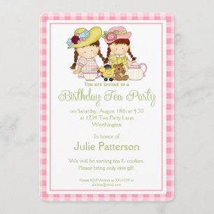 Rosa 2 das meninas do convite do tea party do