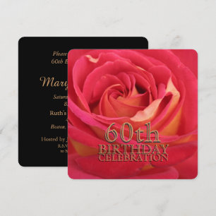 Rosa 60º Convite Personalizado para Celebração 