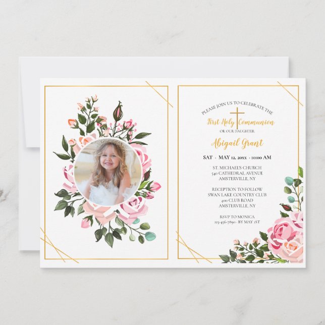 Rosa Abraça Convite Fotográfico Religioso (Frente)