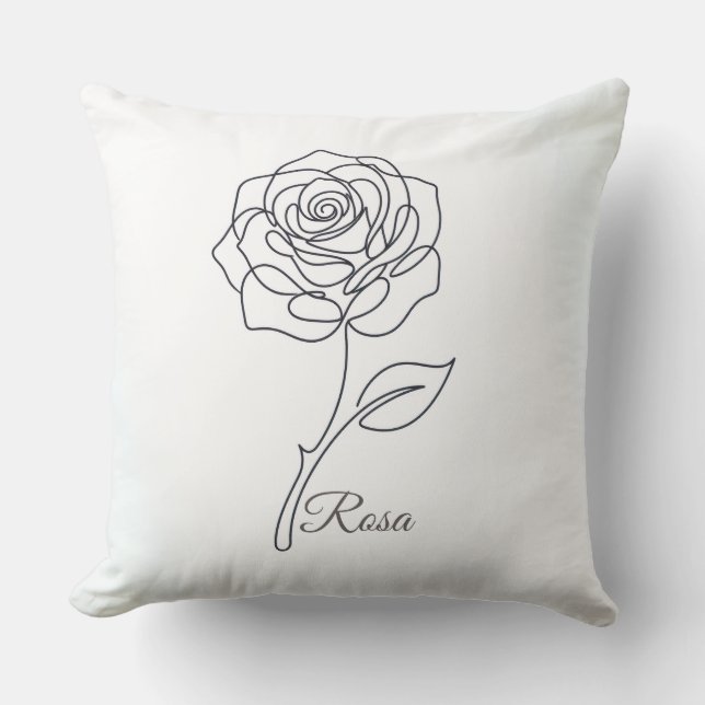 Rosa: Almofada de Arte de Linha Elegante (Frente)