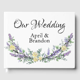 Rosa Amarela lavanda e Livro de Convidados Eucalyp