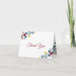 Rosa, Amarelo e Azul Floral Agradecimento em Aquar