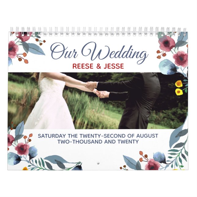 Rosa, Amarelo e Azul Floral Nosso Calendário De Ca (Capa)