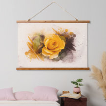 Rosa Amarelo Solteiro de Aquarela