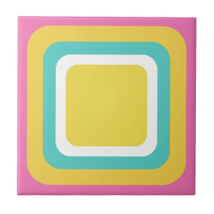 Rosa Amarelo Teal Branco Retro