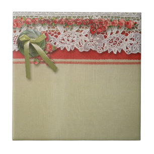 Rosa Antiga Renda Rustic Redo Victoriado Sackcloth