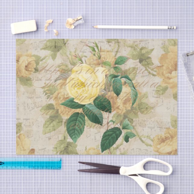 Rosa antigo - Decoupage e Papel Tecido Amarelo (Arte )