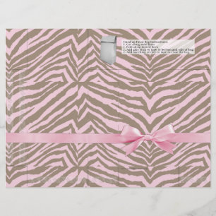 Rosa/arco zebra w/Ribbon de Brown, páginas do sac
