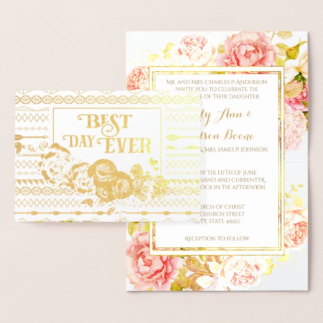 Rosa Aztec Typografia Aztec Convite Para Casamento (Exibição)