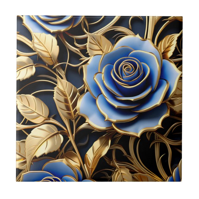 Rosa Azul E Dourado Art Nouveau (Frente)