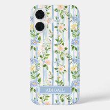 Rosa Azul Floral Aquarela Listrada Personalizada